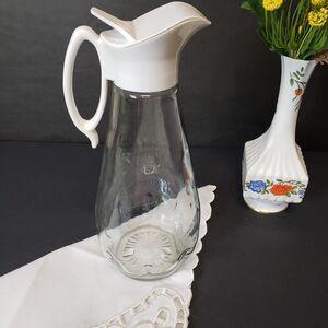 Vintage Log Cabin Syrup Glass Bottle Dispenser Restaurant Ware Advertising Jar